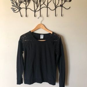 Lace shoulder long sleeve top